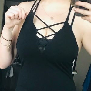 Black Laced Tank Top